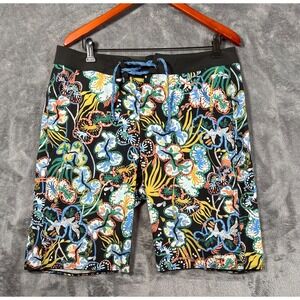 Patagonia Hydropeak Boardshorts Mens Size 34 Black Undersea Print 10.5" Inseam